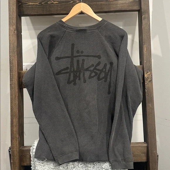 Stussy Gray Waffle Knit Long Sleeve - Picture 3 of 3